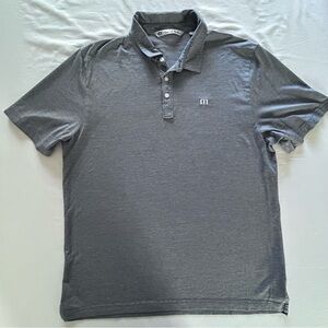 Travis Mathew Polo Shirt Gray Striped Short Sleeve Mens XL